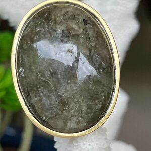 Smoky Gray Cabochon Sheila Fajl GLOW Masterpiece Statement Cocktail Ring
